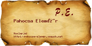 Pahocsa Elemér névjegykártya